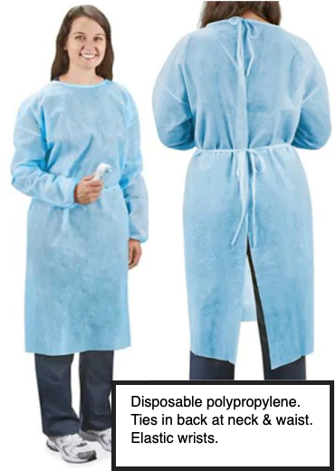 Isolation Gown - Disposable - 10-Pack