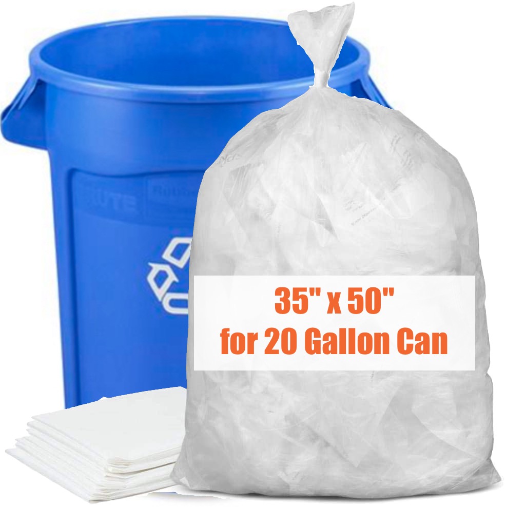 Clear Recycling Bags - Extra-Strong - 100-Pack - 35in x 47in