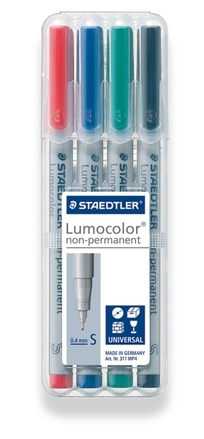 Staedtler Lumocolor Super-Fine Tip Non-Permanent Marker - 4 Pack