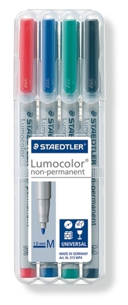 Staedtler Lumocolor Medium Tip Non-Permanent Marker - 4-Pack