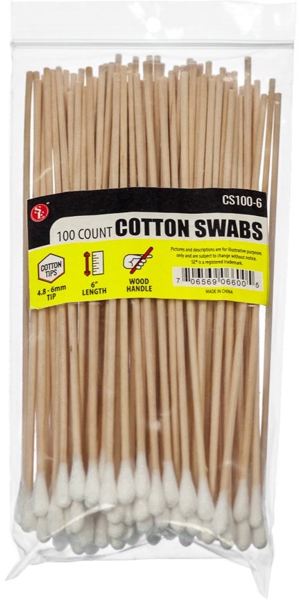 Cotton Swabs - 6in - 100 Pack