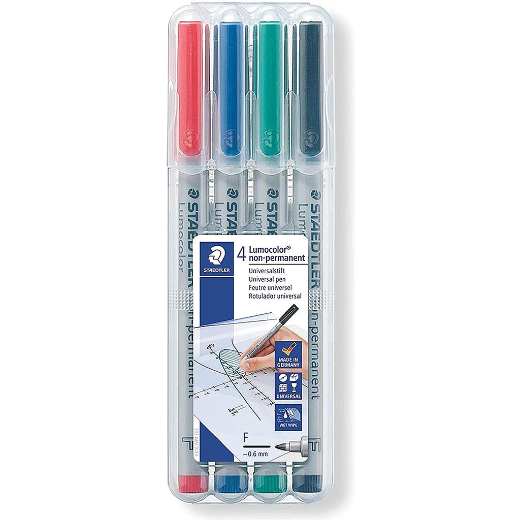 Staedtler Lumocolor Fine Tip Non-Permanent Marker - 4-Pack